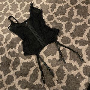 Black Lace Teddy with garters attached